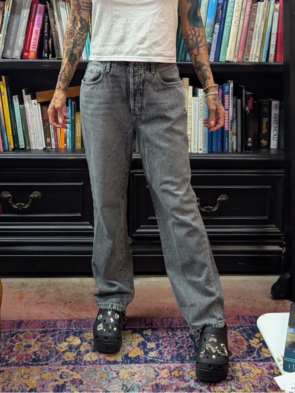Favorite Daughter Gray Wash Boyfriend Jeans